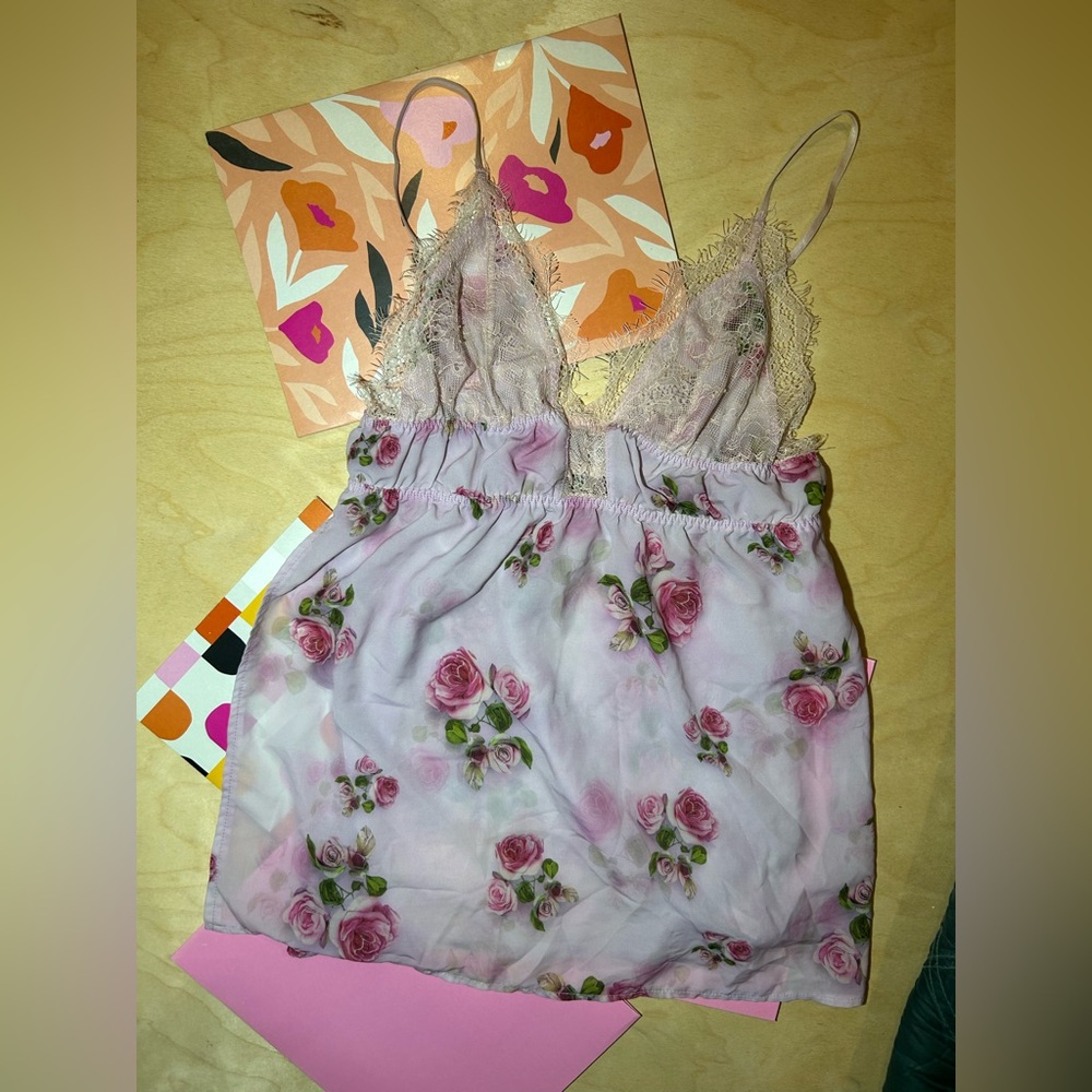 SHEIN Pink Floral Lace Camisole